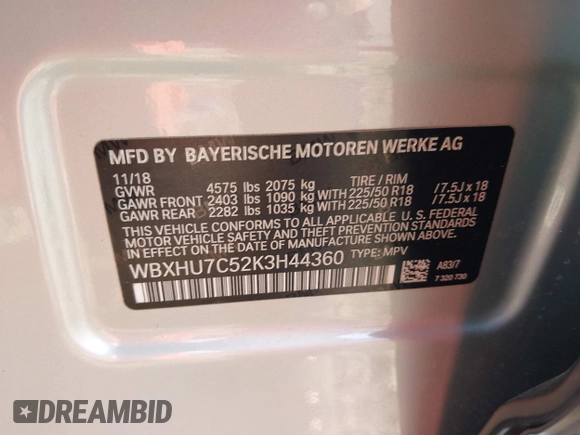2019 BMW X1 sDrive28i z VIN WBXHU7C52K3H44360, wystawiony jako IAAI lot #41709431 z przebiegiem 56 432 mil mil oraz . Historia ofert i sprzedaży dostępna na DreamBid. Obrazek 9.