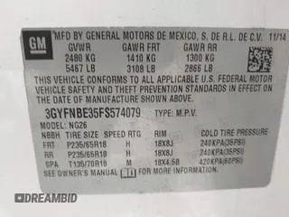 2015 Cadillac SRX Luxury Collection with VIN 3GYFNBE35FS574079, listed as a IAAI auction lot 41687762 with Not Provided miles and . Bid and sale history available at carsss.com. Image 9.