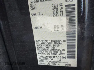 2012 Nissan Maxima SV с VIN 1N4AA5AP3CC826506, выставлен на аукционе IAAI как лот 41093387 с пробегом 231 964 миль миль и . История ставок и продаж доступна на DreamBid. Изображение 9.