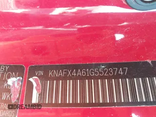2016 Kia Forte LX with VIN KNAFX4A61G5523747, listed as a IAAI auction lot 41816126 with 117,760 mi miles. Bid and sale history available at carsss.com. Image 9.