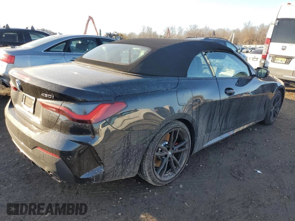 2024 BMW 4 Series 430i xDrive with VIN WBA43AT02RCP25876, listed as a Copart auction lot 86365224 with 0 mi miles and Salvage Title. Bid and sale history available at carsss.com. Image 3.