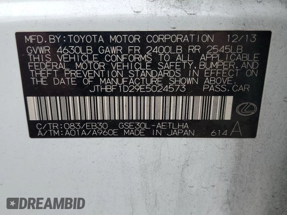 2014 Lexus IS 250 with VIN JTHBF1D29E5024573, listed as a Copart auction lot 82645824 with 149,340 mi miles and Salvage Title. Bid and sale history available at carsss.com. Image 15.