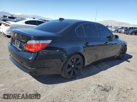2007 BMW 5 Series 530i with VIN WBANE73537CM55373, listed as a Copart auction lot 46477245 with 217,070 mi miles and Salvage Title. Bid and sale history available at DreamBid. Image 3.