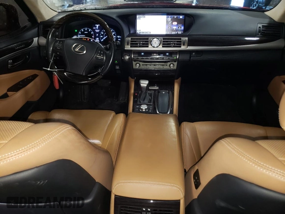 2015 Lexus LS 460 L with VIN JTHGL5EF2F5055740, listed as a Copart auction lot 46279815 with 84,629 mi miles and Salvage title. Bid and sale history available at DreamBid. Image 8.
