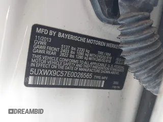 2014 BMW X3 xDrive28i with VIN 5UXWX9C57E0D26565, listed as a IAAI auction lot 42173843 with 110,266 mi miles and . Bid and sale history available at DreamBid. Image 9.