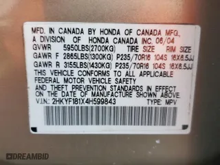 2004 Honda Pilot LX with VIN 2HKYF181X4H599843, listed as a Copart auction lot 45093525 with 223,216 mi miles and Salvage Title. Bid and sale history available at carsss.com. Image 13.