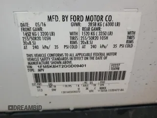 2016 Ford Explorer Platinum with VIN 1FM5K8HT2GGD09401, listed as a Copart auction lot 49823085 with 170,361 mi miles and Salvage Title. Bid and sale history available at DreamBid. Image 15.