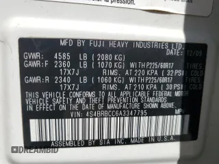 2010 Subaru Outback Premium All-Weather Anniversary with VIN 4S4BRBCC6A3347795, listed as a Copart auction lot 57843275 with 128,997 mi miles and Salvage title. Bid and sale history available at DreamBid. Image 13.