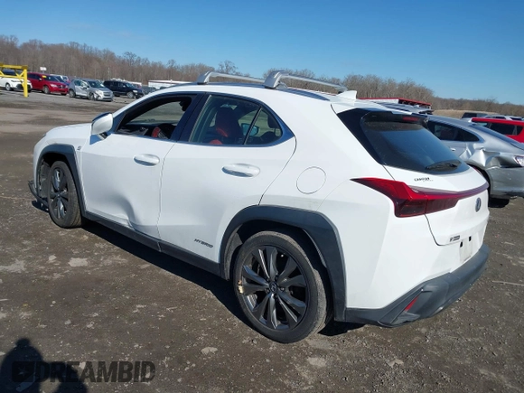 2020 Lexus UX 250h F Sport with VIN JTHE9JBH9L2035843, listed as a IAAI auction lot 41633990 with 91,984 mi miles and . Bid and sale history available at DreamBid. Image 3.