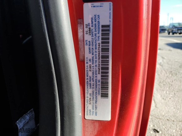 2002 Volkswagen New Beetle Sport with VIN 3VWED21C92M437040, listed as a Copart auction lot 79474914 with NaN miles and Salvage Title. Bid and sale history available at carsss.com. Image 14.