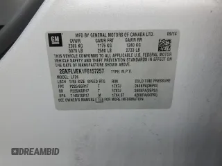 2015 GMC Terrain SLE with VIN 2GKFLVEK1F6157257, listed as a Copart auction lot 62030355 with Not provided miles and Salvage title. Bid and sale history available at DreamBid. Image 13.