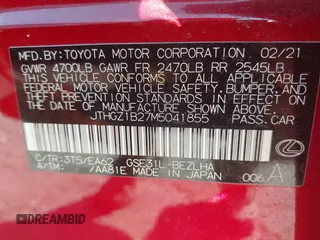 2021 Lexus IS 350 F Sport z VIN JTHGZ1B27M5041855, wystawiony jako IAAI lot #41924262 z przebiegiem 92 760 mil mil oraz . Historia ofert i sprzedaży dostępna na DreamBid. Obrazek 9.