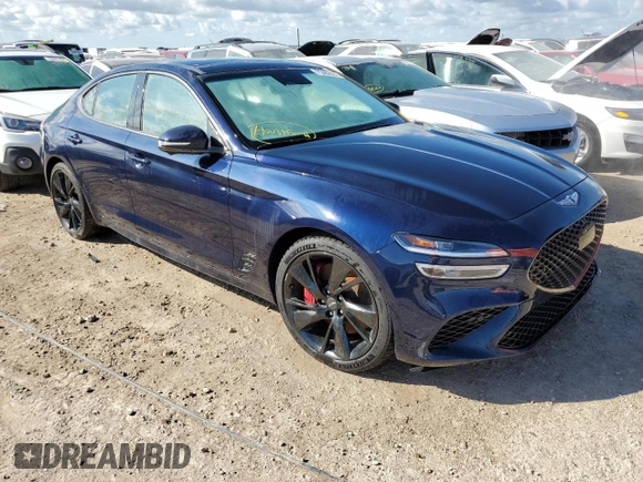 2023 Genesis G70 3.3T with VIN KMTG54TEXPU113229, listed as a Copart auction lot 75482654 with 0 mi miles and Non Repairable. Bid and sale history available at carsss.com. Image 4.