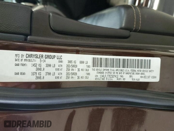 2014 Jeep Grand Cherokee Summit с VIN 1C4RJFJT7EC527412, выставлен на аукционе Copart как лот 65185315 с пробегом 175 265 миль миль и Чистый • Clean title. История ставок и продаж доступна на DreamBid. Изображение 14.