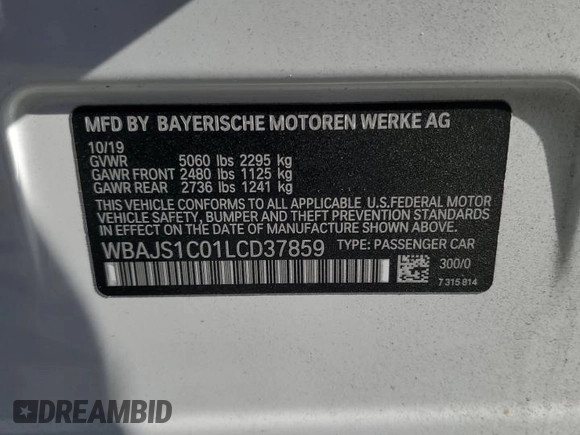 2020 BMW 5 Series 540i z VIN WBAJS1C01LCD37859, wystawiony jako Copart lot #61483155 z przebiegiem 49 087 mil mil oraz Szkoda całkowita • Salvage title. Historia ofert i sprzedaży dostępna na DreamBid. Obrazek 13.