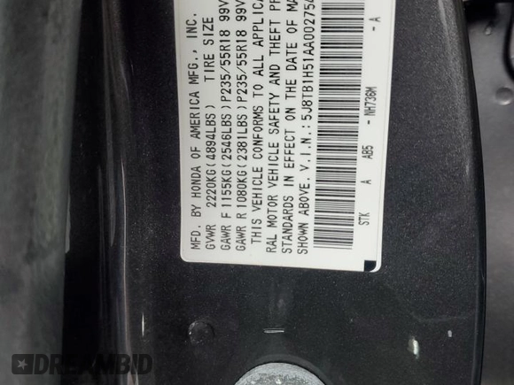 2010 Acura RDX Tech Pkg with VIN 5J8TB1H51AA002754, listed as a Copart auction lot 49439015 with 143,774 mi miles and Salvage Title. Bid and sale history available at carsss.com. Image 13.