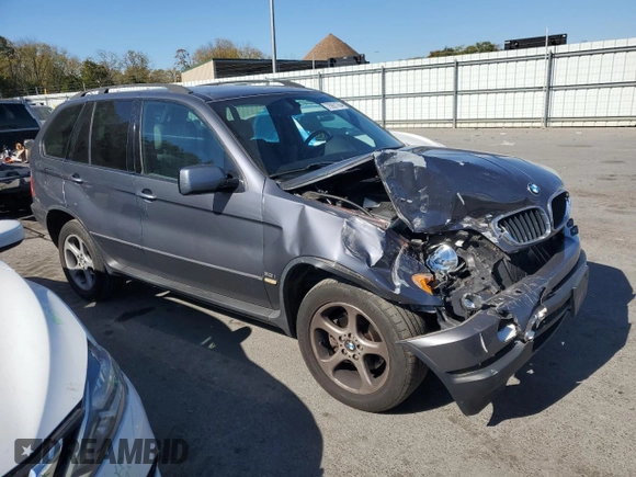 2002 BMW X5 3.0i with VIN 5UXFA53552LP30630, listed as a Copart auction lot 75921764 with 157,669 mi miles and Salvage Title. Bid and sale history available at carsss.com. Image 4.