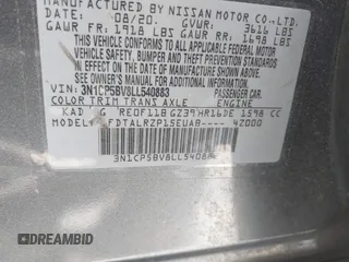 2020 Nissan Kicks S z VIN 3N1CP5BV8LL540883, wystawiony jako IAAI lot #41877777 z przebiegiem 98 001 mil mil oraz . Historia ofert i sprzedaży dostępna na DreamBid. Obrazek 9.