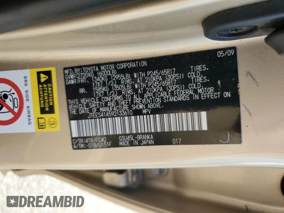 2009 Toyota Highlander with VIN JTEES41A592133610, listed as a Copart auction lot 64391975 with 212,273 mi miles and Clean title. Bid and sale history available at DreamBid. Image 13.