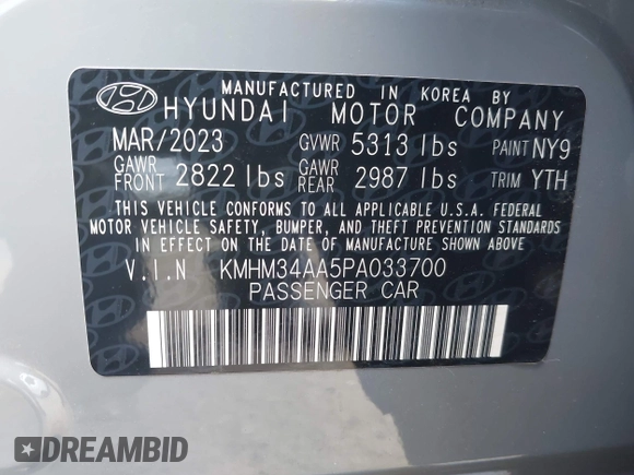 2023 Hyundai Ioniq 6 SEL z VIN KMHM34AA5PA033700, wystawiony jako IAAI lot #41954862 z przebiegiem 16 304 mil mil oraz . Historia ofert i sprzedaży dostępna na DreamBid. Obrazek 9.