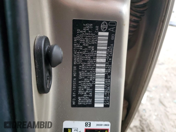 2010 Toyota Corolla with VIN 2T1BU4EE7AC487164, listed as a Copart auction lot 44238585 with 168,179 mi miles and Salvage Title. Bid and sale history available at carsss.com. Image 15.