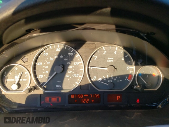 2002 BMW 3 Series 330Ci with VIN WBABN53422PH00697, listed as a Copart auction lot 42816245 with 187,159 mi miles and Salvage Title. Bid and sale history available at carsss.com. Image 9.
