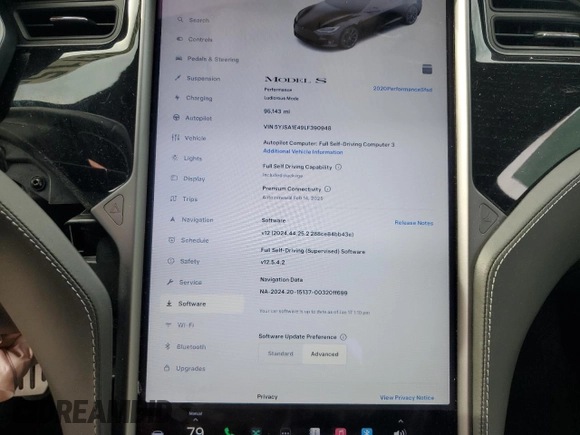 2020 Tesla Model S Performance with VIN 5YJSA1E49LF390948, listed as a Copart auction lot 47313715 with 95,143 mi miles and Salvage title. Bid and sale history available at DreamBid. Image 9.