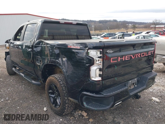2021 Chevrolet Silverado 1500 LT Trail Boss with VIN 1GCPYFEDXMZ130455, listed as a IAAI auction lot 41140924 with 52,293 mi miles and . Bid and sale history available at DreamBid. Image 3.