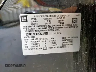 2012 GMC Terrain SLE-1 z VIN 2GKALMEK2C6337556, wystawiony jako Copart lot #55943715 z przebiegiem 113 893 mil mil oraz Czysty tytuł • Clean title. Historia ofert i sprzedaży dostępna na DreamBid. Obrazek 13.
