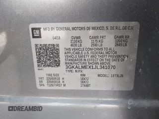 2018 GMC Terrain SLE with VIN 3GKALMEX1JL341070, listed as a IAAI auction lot 41692565 with 128,677 mi miles. Bid and sale history available at carsss.com. Image 9.