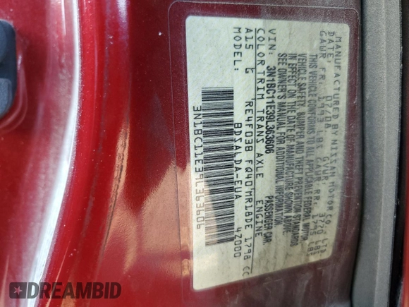 2009 Nissan Versa 1.8 S with VIN 3N1BC11E39L363606, listed as a Copart auction lot 65594774 with 110,191 mi miles and Salvage Title. Bid and sale history available at carsss.com. Image 12.