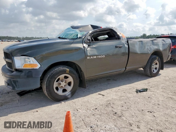 2012 Ram 1500 ST with VIN 3C6JD6DP4CG255194, listed as a Copart auction lot 59782425 with 102,259 mi miles and Salvage title. Bid and sale history available at DreamBid. Image 1.