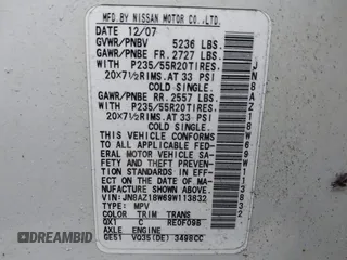 2009 Nissan Murano S with VIN JN8AZ18W69W113832, listed as a IAAI auction lot 41315201 with Not Provided miles and . Bid and sale history available at DreamBid. Image 9.