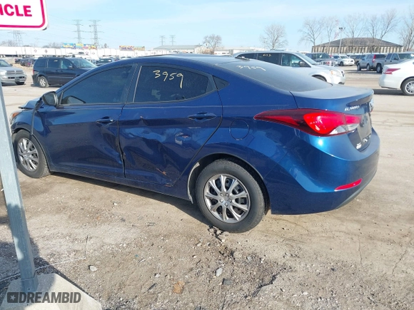 2016 Hyundai Elantra GL with VIN 5NPDH4AE0GH717281, listed as a IAAI auction lot 41773959 with 129,250 mi miles. Bid and sale history available at carsss.com. Image 3.