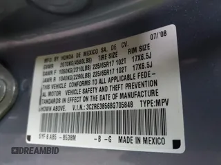 2008 Honda CR-V EX with VIN 3CZRE38568G705848, listed as a IAAI auction lot 41497540 with 192,667 mi miles and . Bid and sale history available at carsss.com. Image 9.