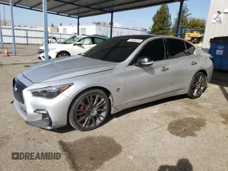 2019 Infiniti Q50 RED SPORT 400 with VIN JN1FV7AP9KM760846, listed as a Copart auction lot 46466525 with 54,485 mi miles and Salvage Title. Bid and sale history available at carsss.com. Image 1.