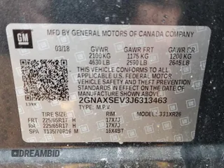 2018 Chevrolet Equinox LT with VIN 2GNAXSEV3J6313463, listed as a Copart auction lot 49032245 with 98,783 mi miles and Clean Title. Bid and sale history available at carsss.com. Image 15.