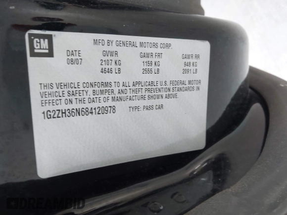 2008 Pontiac G6 GT with VIN 1G2ZH36N684120978, listed as a IAAI auction lot 42683582 with 128,544 mi miles and . Bid and sale history available at DreamBid. Image 9.