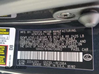 2022 Lexus ES 350 z VIN 58ADZ1B19NU136862, wystawiony jako Copart lot #58093755 z przebiegiem 26 130 mil mil oraz Tytuł czysty. Historia ofert i sprzedaży dostępna na DreamBid. Obrazek 12.