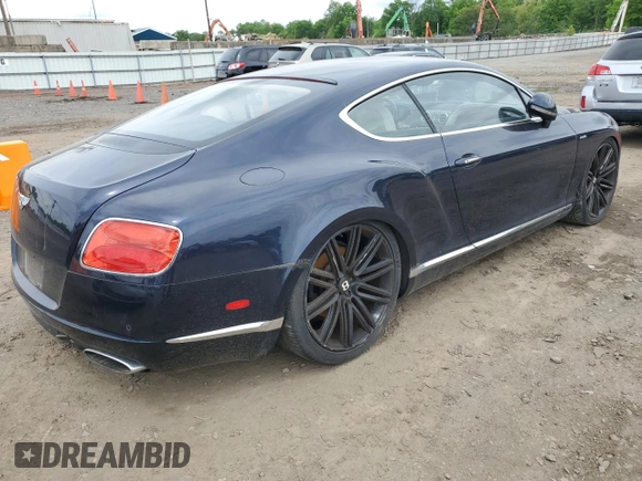 2013 Bentley Continental GT with VIN SCBFC7ZA4DC084868, listed as a Copart auction lot 54187554 with Not Provided miles and Salvage Title. Bid and sale history available at DreamBid. Image 3.