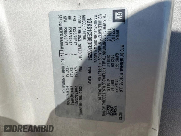 2013 GMC Yukon SLT with VIN 1GKS1CE08DR265254, listed as a Copart auction lot 72465114 with 199,828 mi miles and Salvage Title. Bid and sale history available at carsss.com. Image 13.