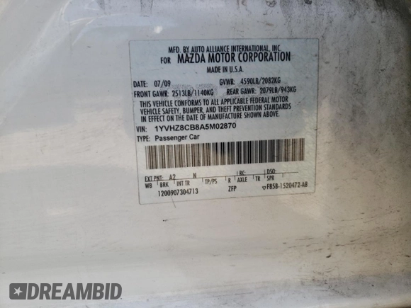 2010 Mazda 6 S Grand Touring with VIN 1YVHZ8CB8A5M02870, listed as a Copart auction lot 74328854 with 161,842 mi miles and Salvage Title. Bid and sale history available at DreamBid. Image 13.