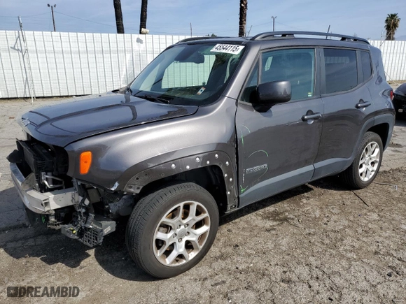 2018 Jeep Renegade Latitude with VIN ZACCJBBB7JPH63035, listed as a Copart auction lot 45544115 with 106,681 mi miles and Salvage Title. Bid and sale history available at carsss.com. Image 1.