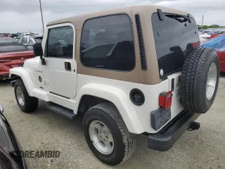 2002 Jeep Wrangler Sahara with VIN 1J4FA59S02P727359, listed as a Copart auction lot 74823414 with 84,186 mi miles and Salvage Title. Bid and sale history available at carsss.com. Image 2.
