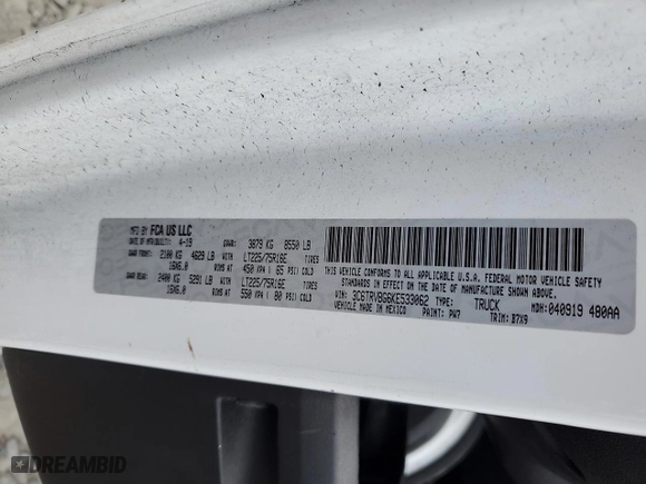 2019 Ram ProMaster Cargo Van with VIN 3C6TRVBG6KE533062, listed as a Copart auction lot 50353874 with 112,446 mi miles and Salvage Title. Bid and sale history available at carsss.com. Image 12.