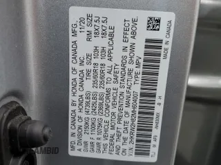 2021 Honda CR-V EX-L with VIN 2HKRW2H82MH604007, listed as a Copart auction lot 52977285 with 40,349 mi miles and Salvage title. Bid and sale history available at DreamBid. Image 14.
