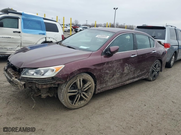 2016 Honda Accord Sedan Sport with VIN 1HGCR2F51GA179785, listed as a Copart auction lot 44389555 with 0 mi miles and Salvage Title. Bid and sale history available at carsss.com. Image 1.