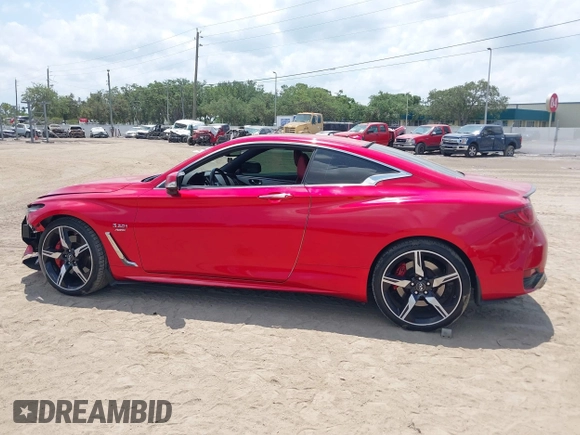 2018 Infiniti Q60 Red Sport 400 with VIN JN1FV7EL9JM630801, listed as a IAAI auction lot 42213699 with 76,759 mi miles and . Bid and sale history available at DreamBid. Image 15.