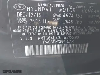 2020 Genesis G70 2.0T with VIN KMTG64LA3LU062290, listed as a IAAI auction lot 41004144 with 68,110 mi miles. Bid and sale history available at carsss.com. Image 9.