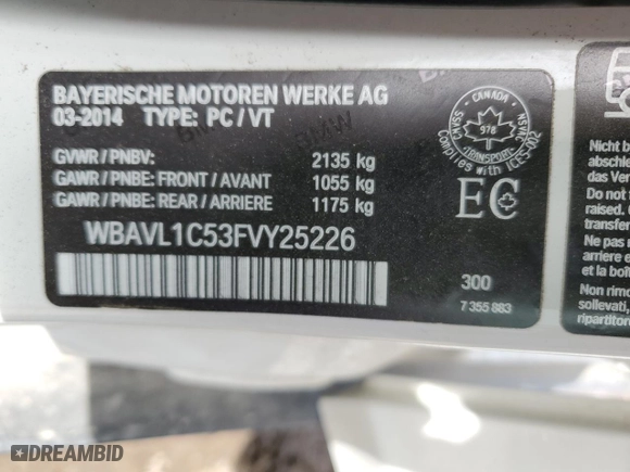 2015 BMW X1 xDrive28i with VIN WBAVL1C53FVY25226, listed as a Copart auction lot 56665704 with 0 mi miles and Clean Title. Bid and sale history available at carsss.com. Image 14.